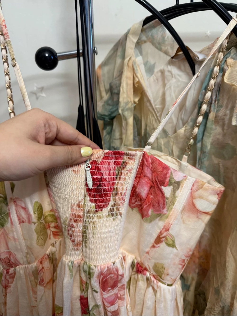Zimmermann Peach Floral Lace-Trim Midi Dress - Picture 7 of 9